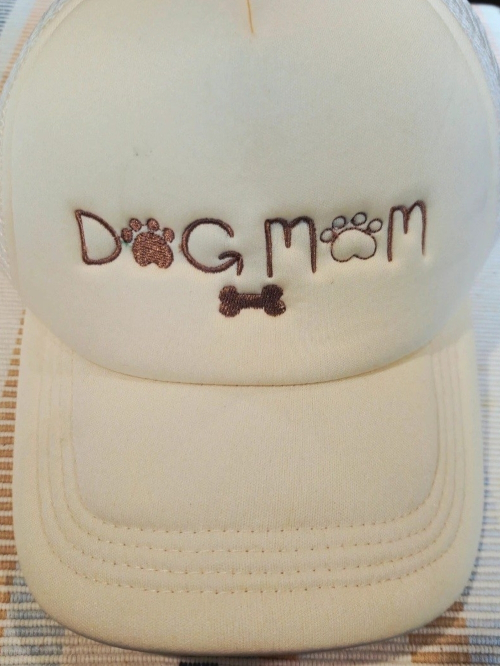Francesca's Collections Cream Dog Mom Cap with Brown Embroidery